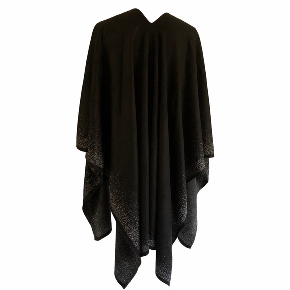 Calvin Klein Cape Black & Silver Metallic Knit One Size - Picture 9 of 15